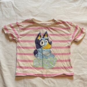 Kids Pink & Cream Striped Bluey Character Tee